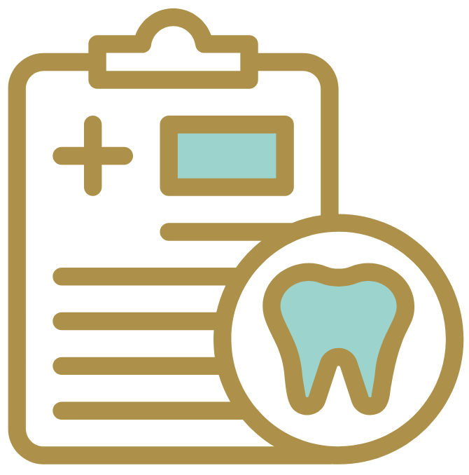 診断のアイコン。ナルト先生を中心に安心の歯科医療を提供。オールオン4ザイゴマクリニック。